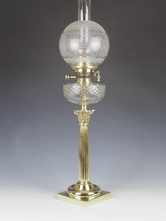 English Antique Hinks and Sons Brass Oil Lamp