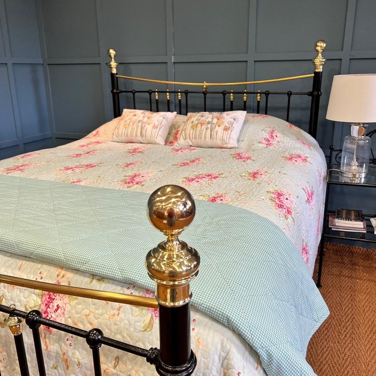 English Antique King Brass and Iron Bedstead at 1stDibs