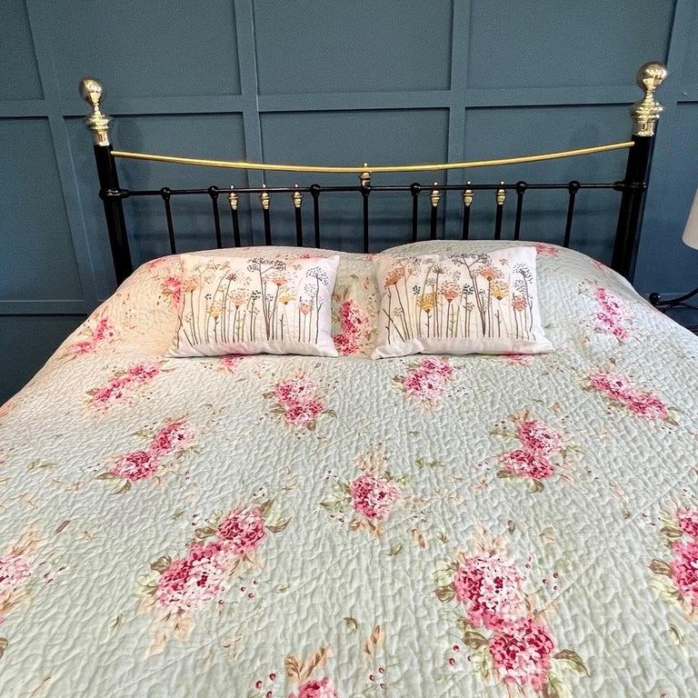 English Antique King Brass and Iron Bedstead at 1stDibs