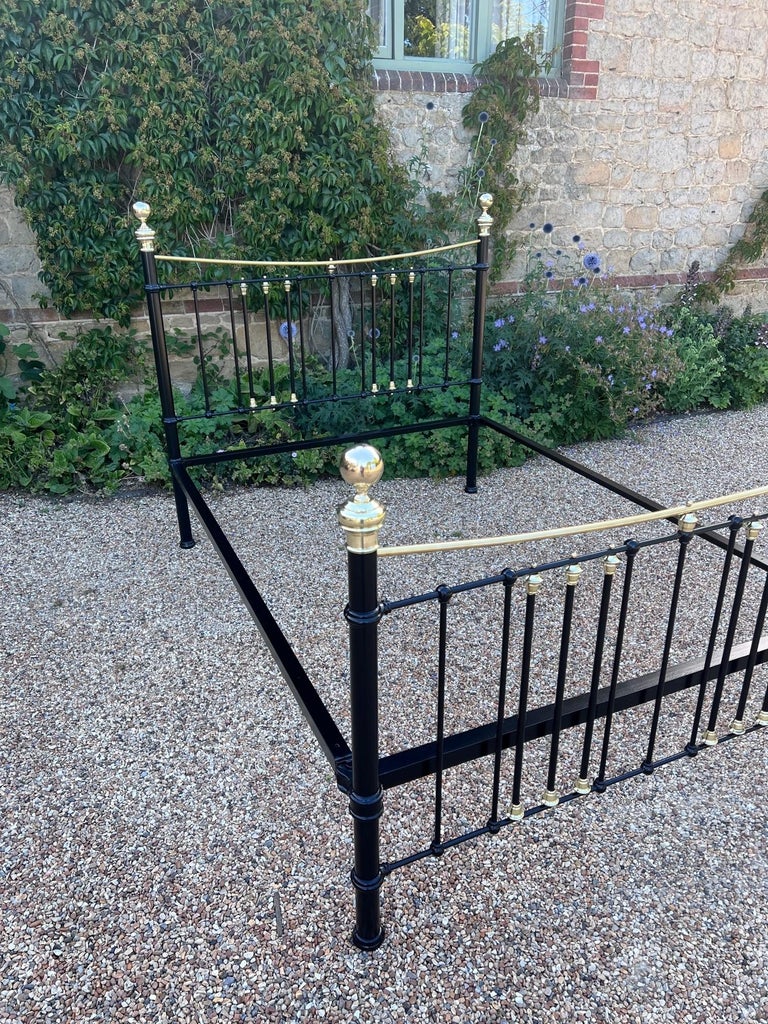 English Antique King Brass and Iron Bedstead at 1stDibs