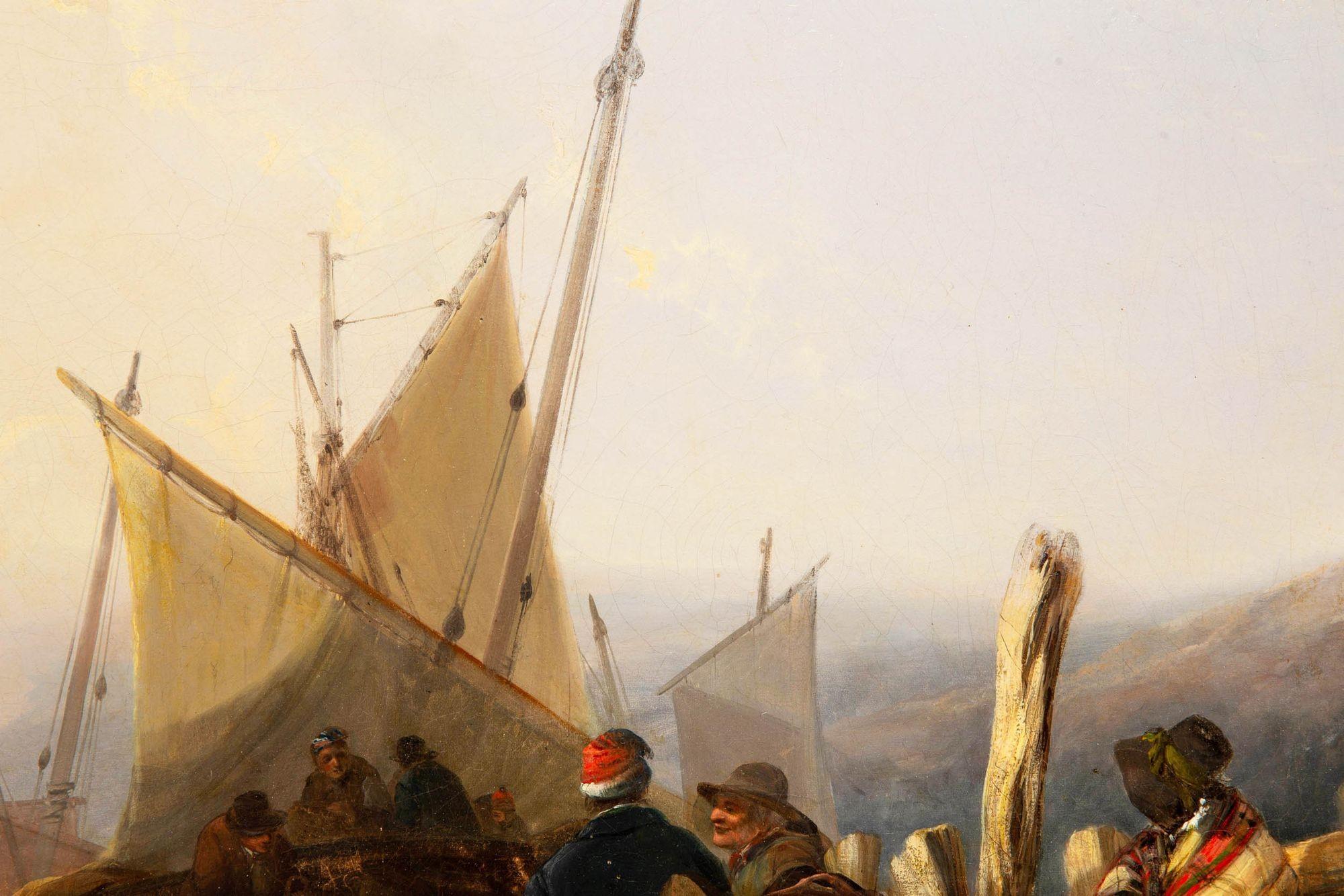 Antico paesaggio inglese dipinto a olio 