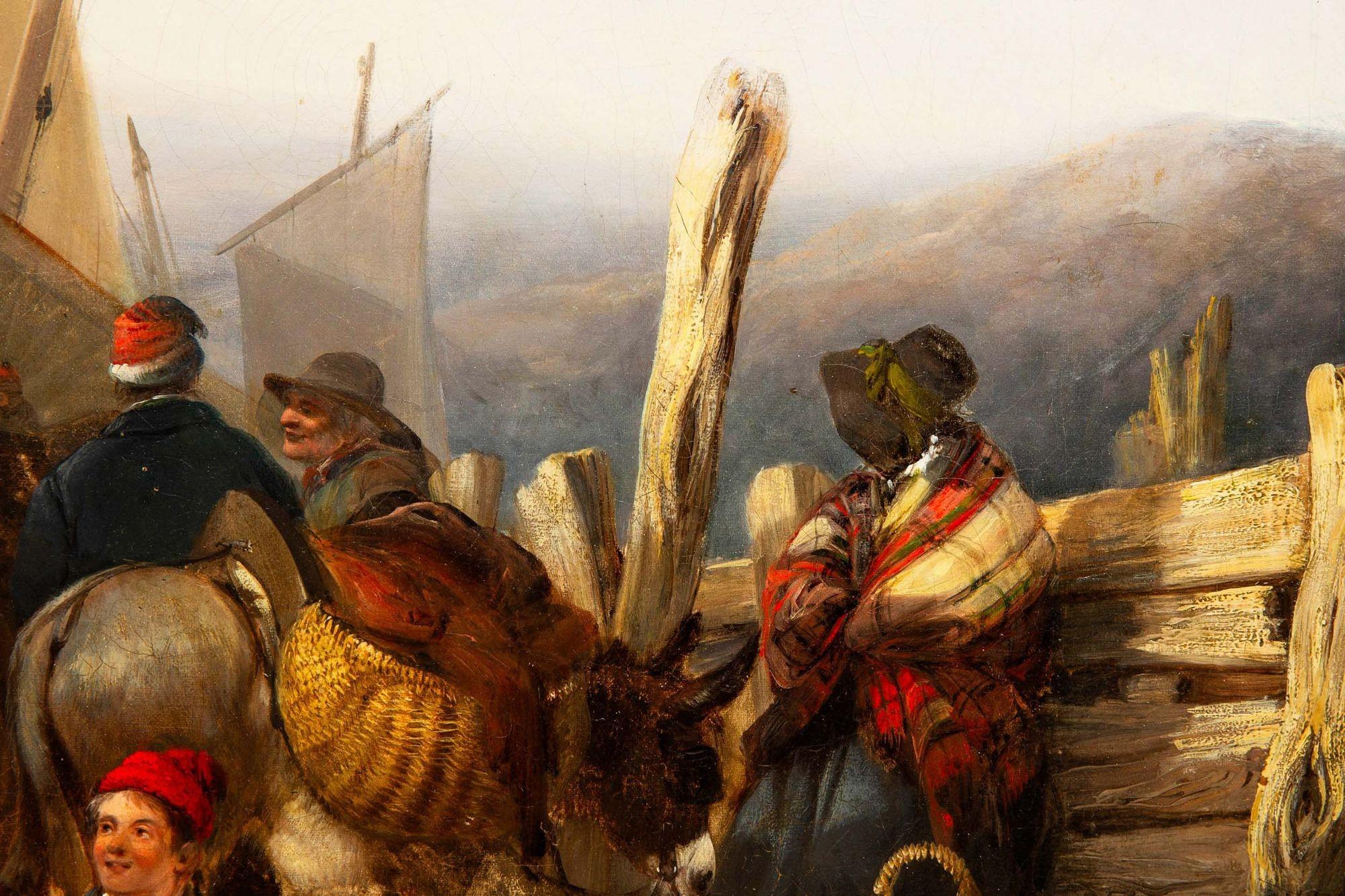 Antico paesaggio inglese dipinto a olio 