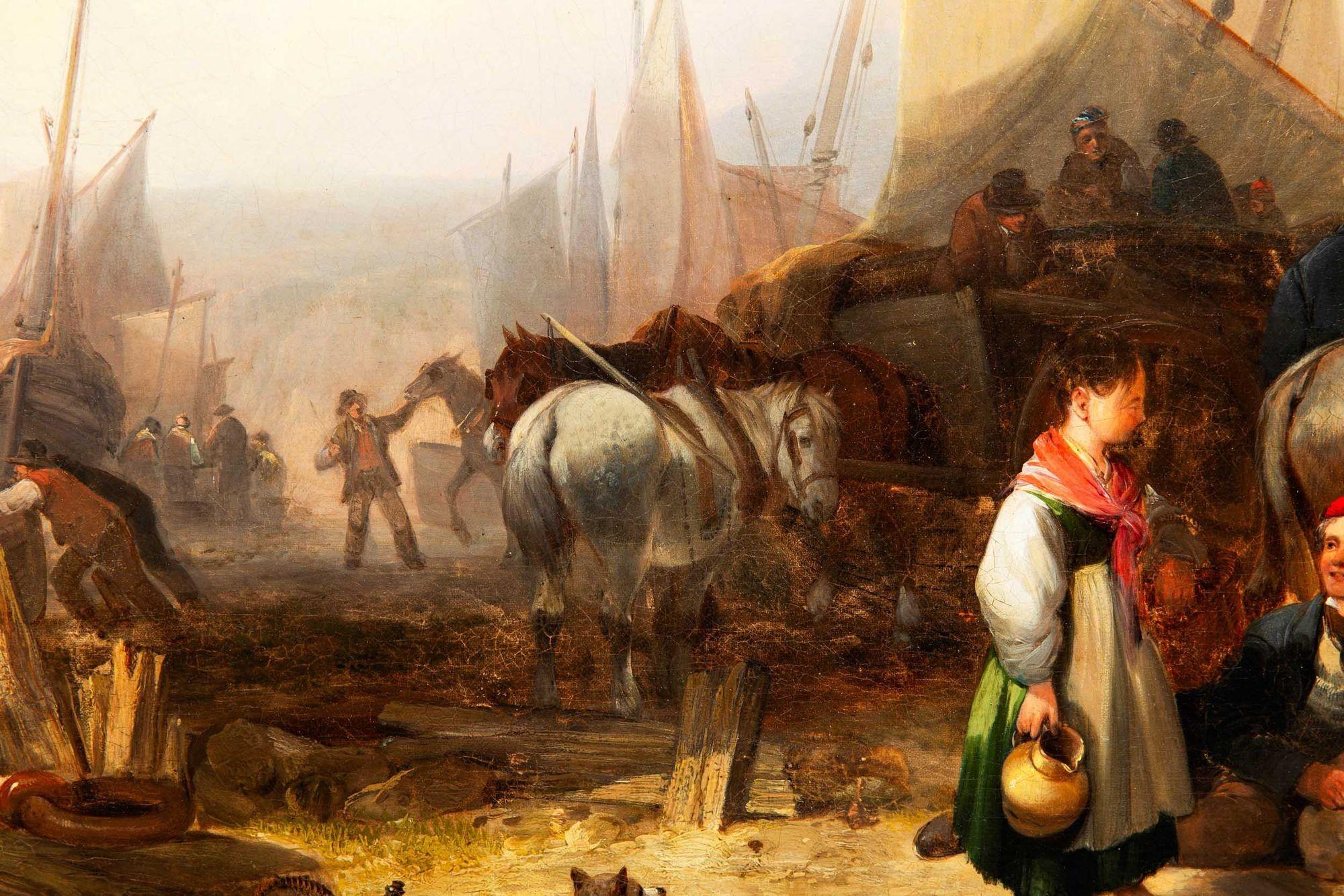 Antico paesaggio inglese dipinto a olio 
