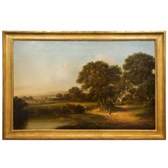 English Antique Landscape Painting of Countryside by Edward Charles Williams