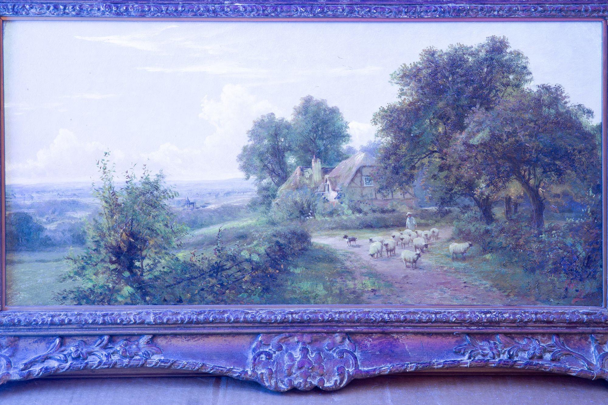 Dipinto antico inglese di paesaggio con pecore di Henry Maidment (1889-1914) in vendita 6
