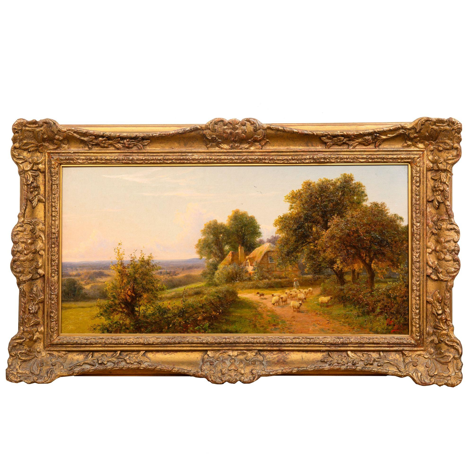 HENRY MAIDMENT
Inglese. fl. 1889-1914

Paesaggio pastorale con pastore e gregge

Olio su tela  firmato con il monogramma dell'artista in basso a destra (HM / 1900 intrecciato)

29 1/8