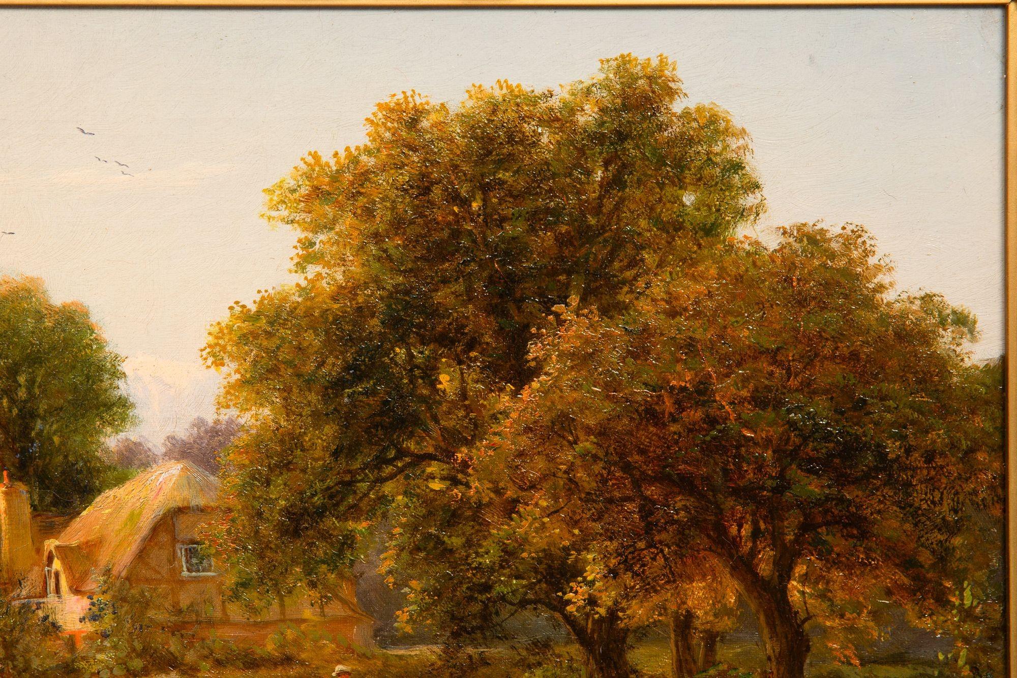 Dipinto a mano Dipinto antico inglese di paesaggio con pecore di Henry Maidment (1889-1914) in vendita