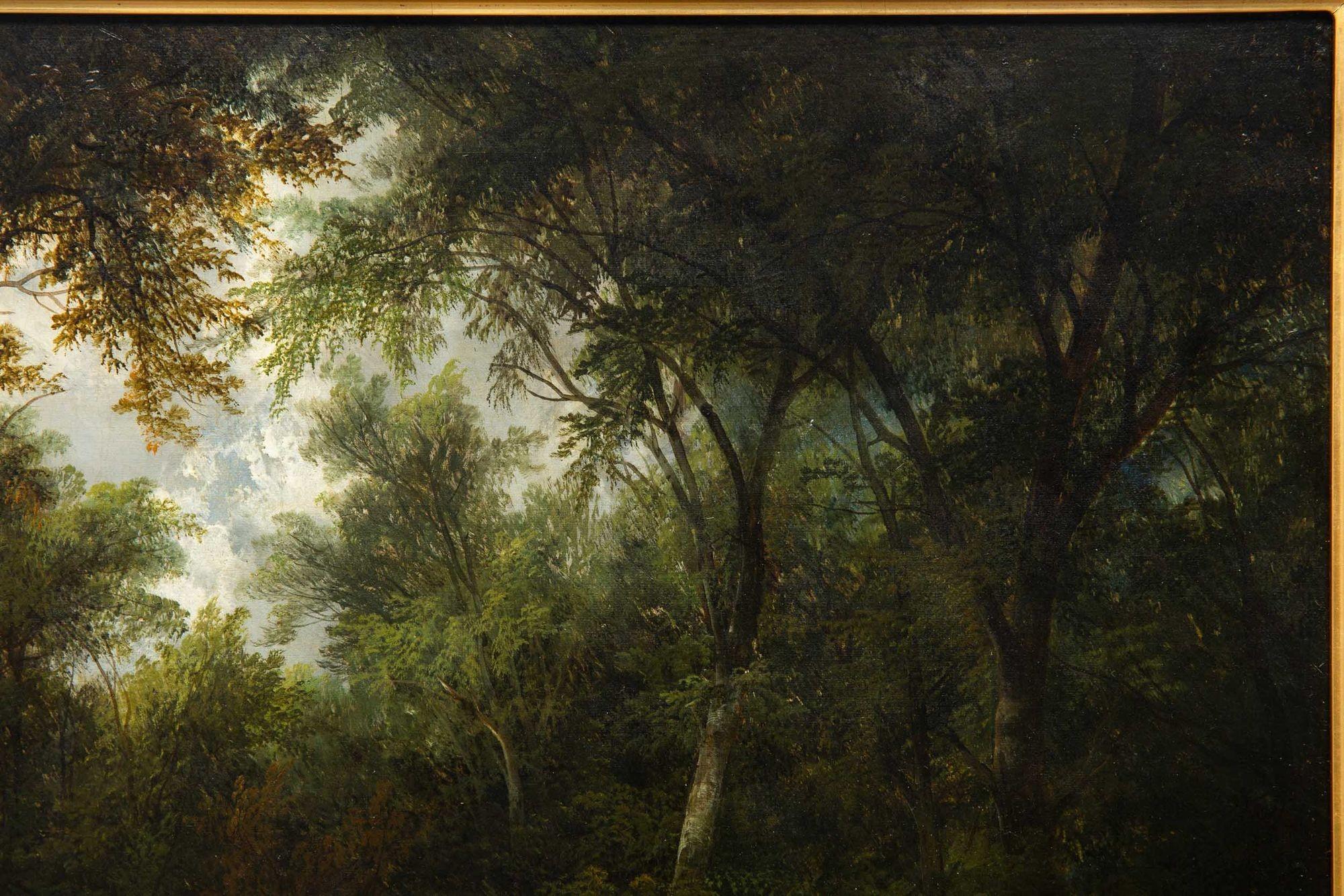 19th Century English Antique Landscape Painting of Wooded Glade attr. William Shayer, Sr. For Sale