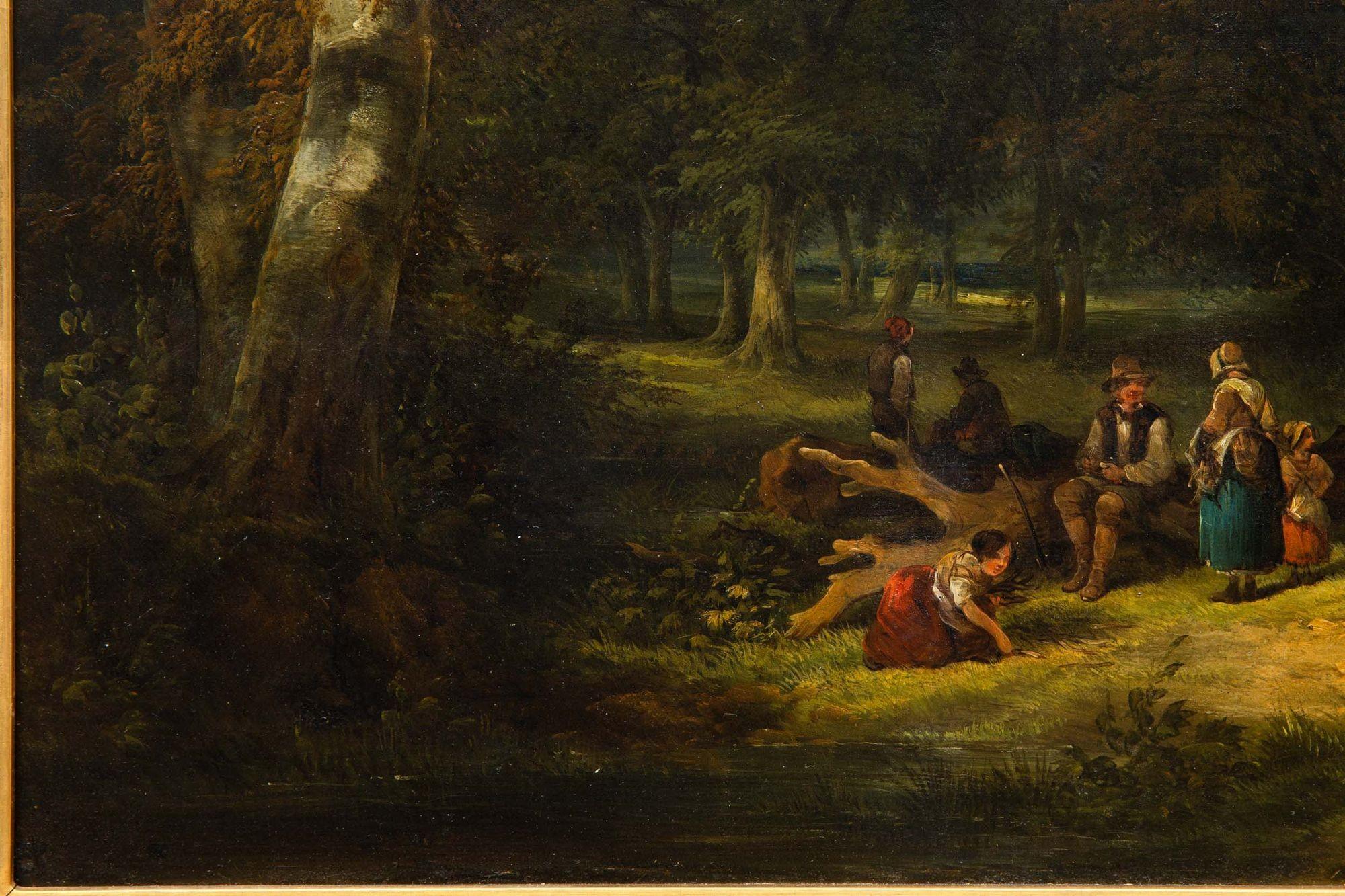 Canvas English Antique Landscape Painting of Wooded Glade attr. William Shayer, Sr. For Sale