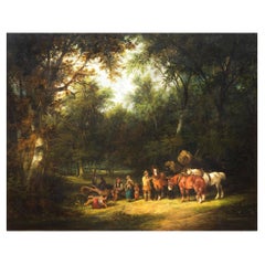 Peinture de paysage anglaise ancienne de Glade en bois attr. William Shayer, Sr.