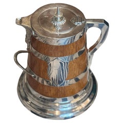 English Antique Large Wood Beer Jug, Circa 1890