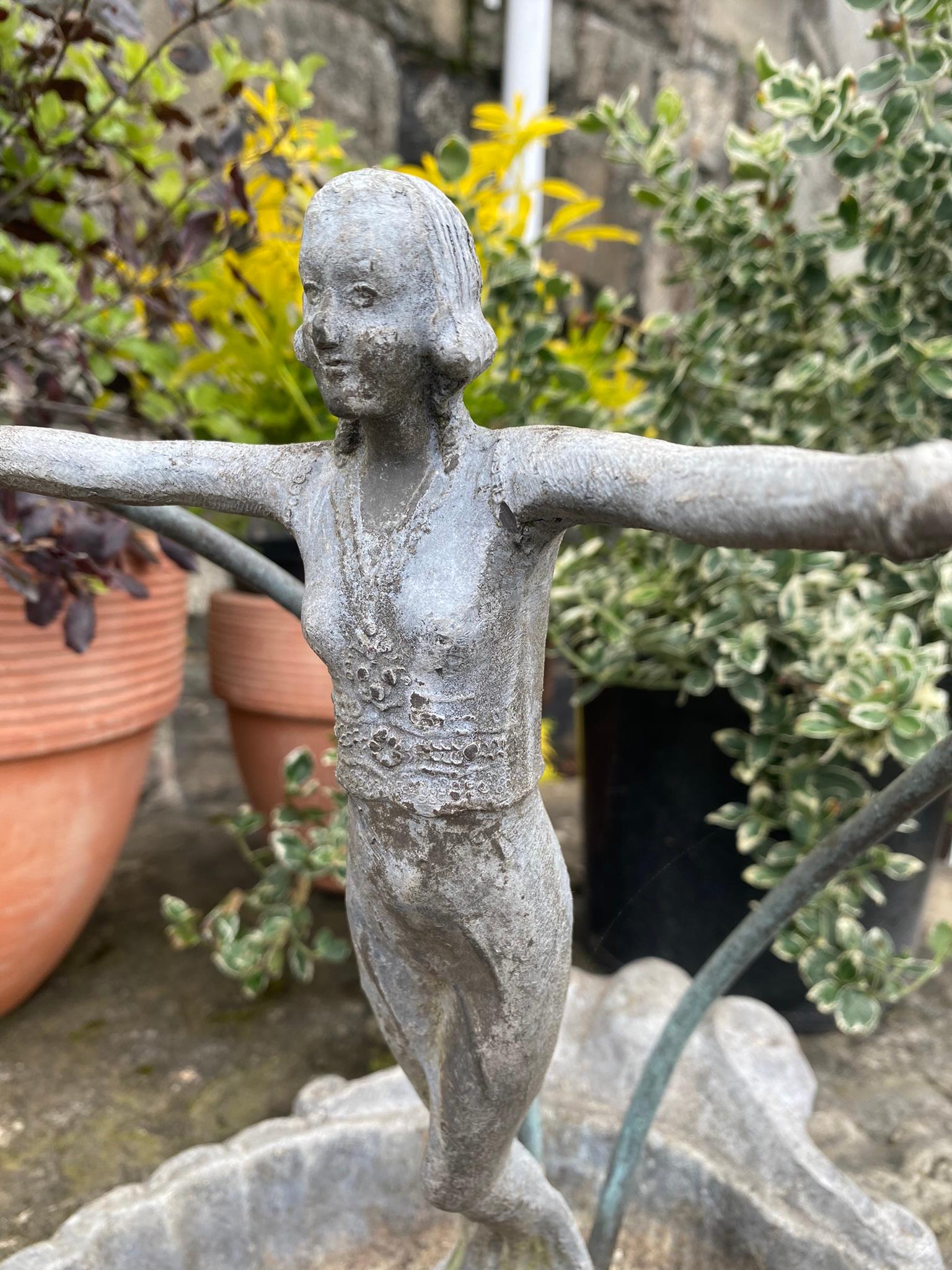 English Antique Lead Figural Fountainhead Ornamental Garden Fountain Feature For Sale 6