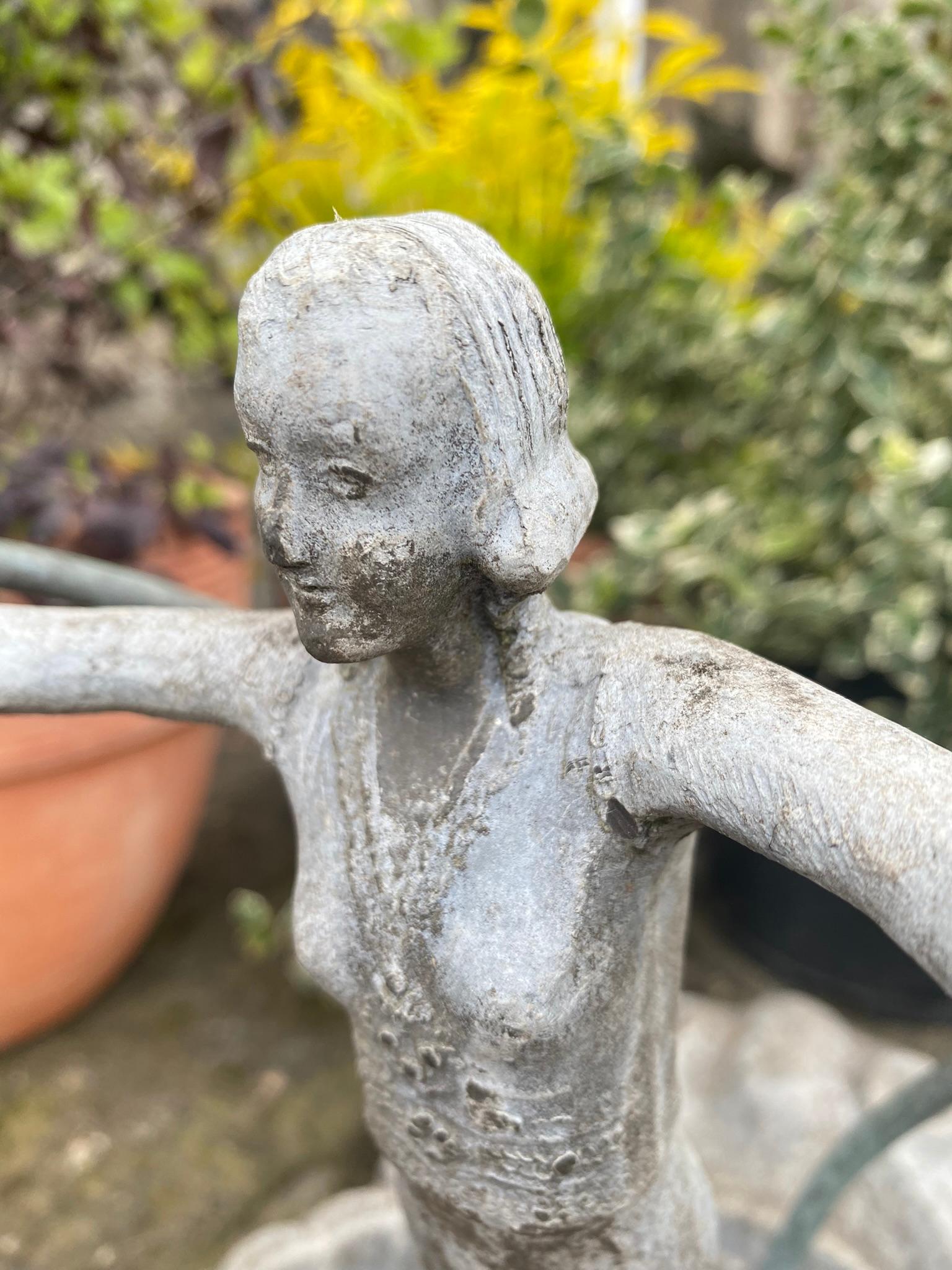 English Antique Lead Figural Fountainhead Ornamental Garden Fountain Feature For Sale 8