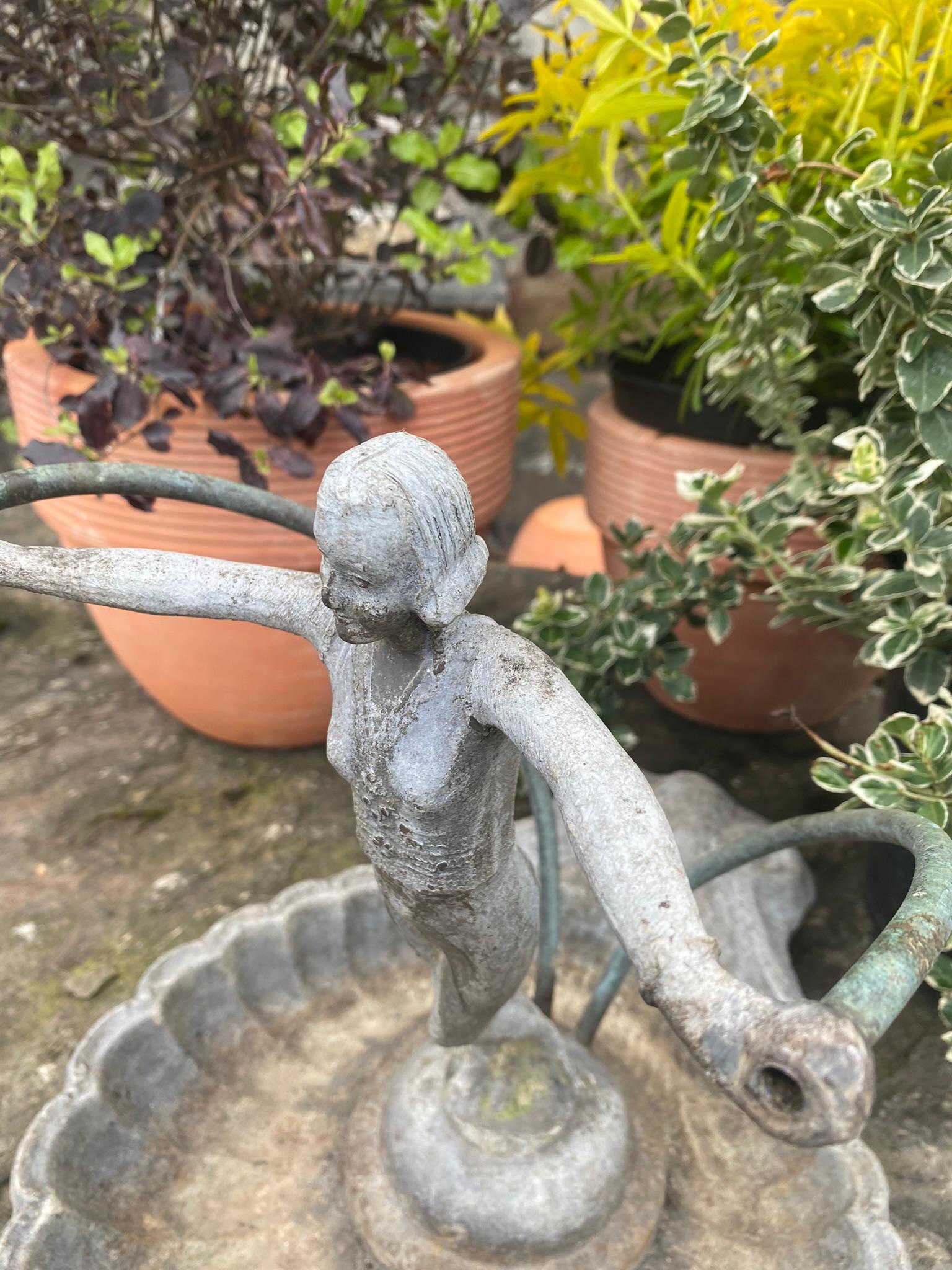 English Antique Lead Figural Fountainhead Ornamental Garden Fountain Feature For Sale 1