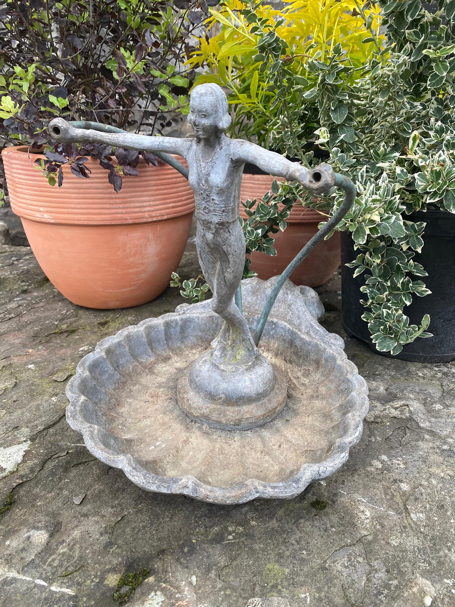 English Antique Lead Figural Fountainhead Ornamental Garden Fountain Feature For Sale 2