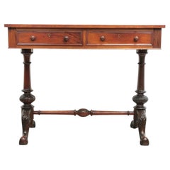 English Antique Mahogany 19th Century Library Table Writing Desk