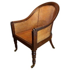 English Antique Mahogany Bergere Chair by Gillows 