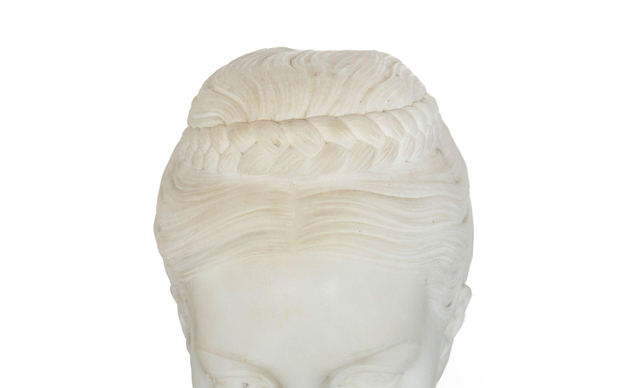 English Antique Marble Bust “Lady Layard” by John Warrington Wood ca. 1870 For Sale 4