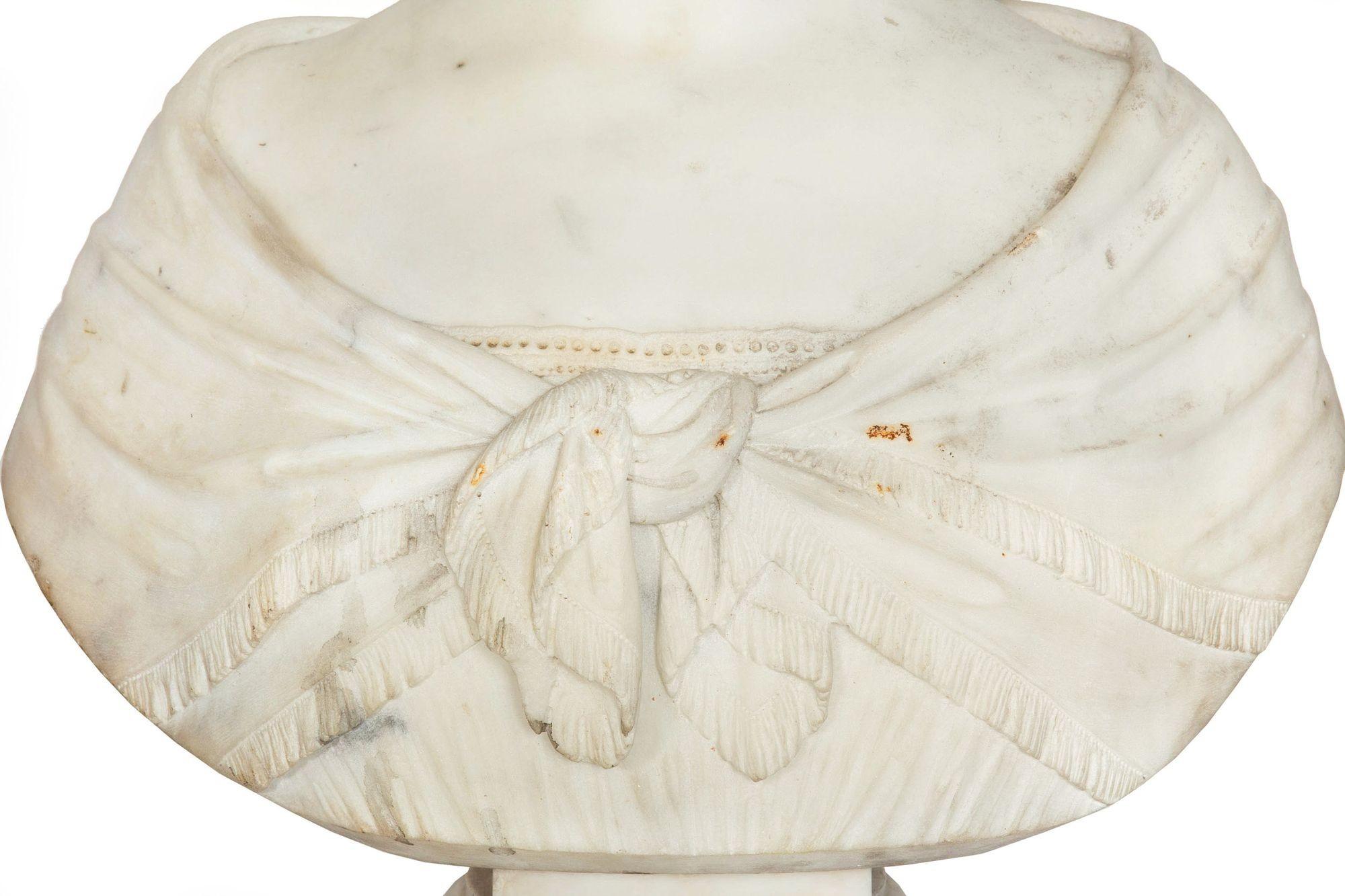 English Antique Marble Bust “Lady Layard” by John Warrington Wood ca. 1870 For Sale 5