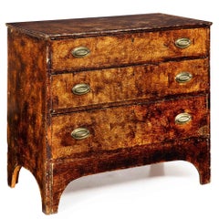 English Antique Mid-19th Century Three-Drawer Glazed Chest of Drawers