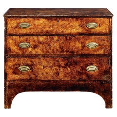 English Antique Mid-19th Century Three-Drawer Glazed Chest of Drawers