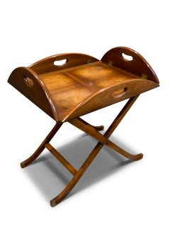 English Antique Butlers Tray Military Campaign With A Folding Stand