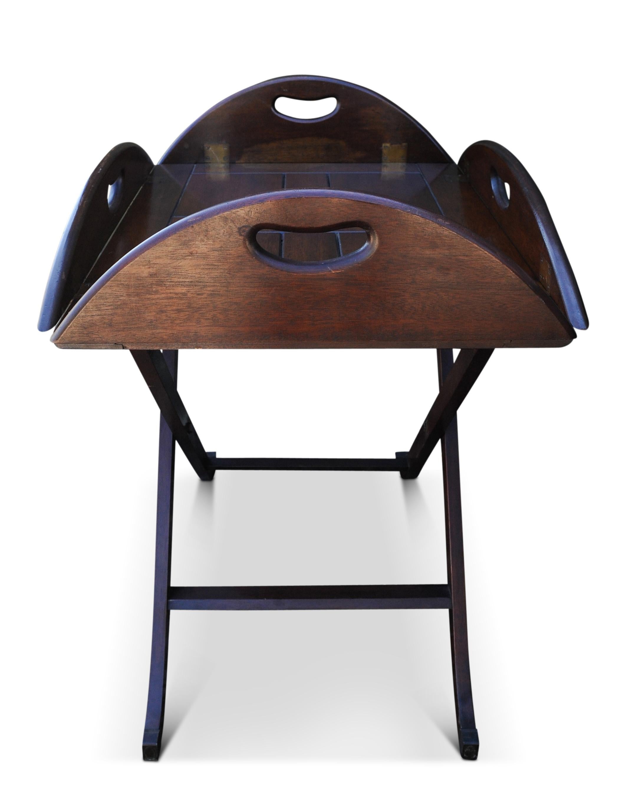 Acajou Ancien plateau de cuisine et son stand pliant, de style anglais et de style militaire Campaigner Design/One en vente
