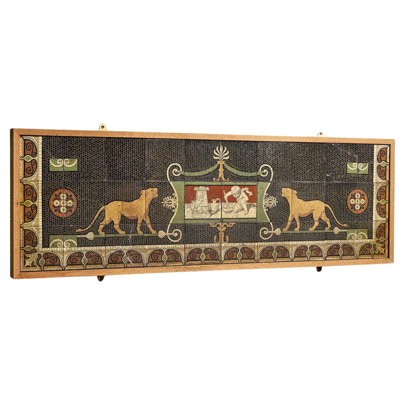 English Antique Minton Tile Roman Style Mosaic Wall Panel For Sale