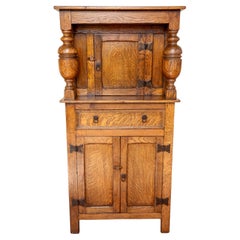 English Antique Narrow Court Cupboard Golden Oak Country House Hallway Cabinet