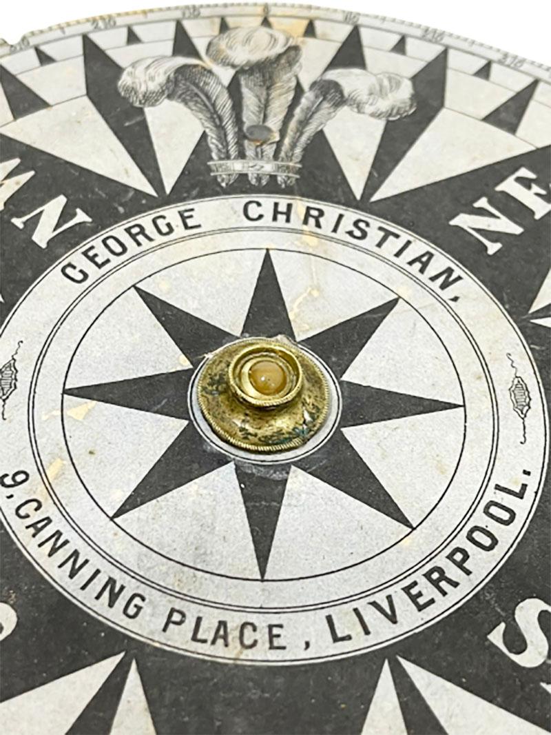 English Antique Nautical Dry Compass, by George Christian, Liverpool 5