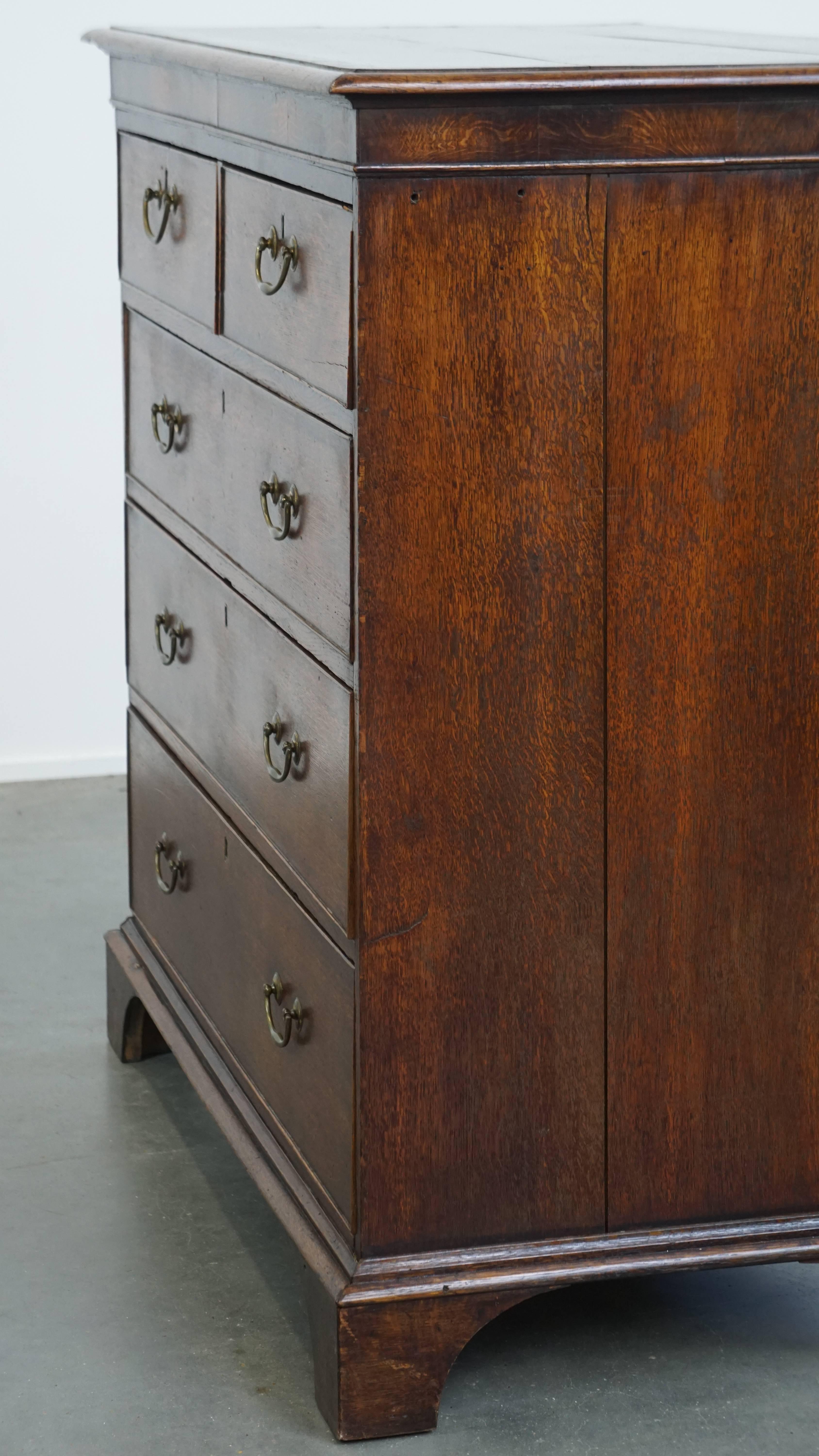 English antique oak chest of drawers with 5 drawers from the 18th century For Sale 6