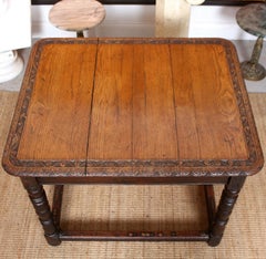 English Antique Oak Desk Writing Table Carved, 19th Century, Victorian