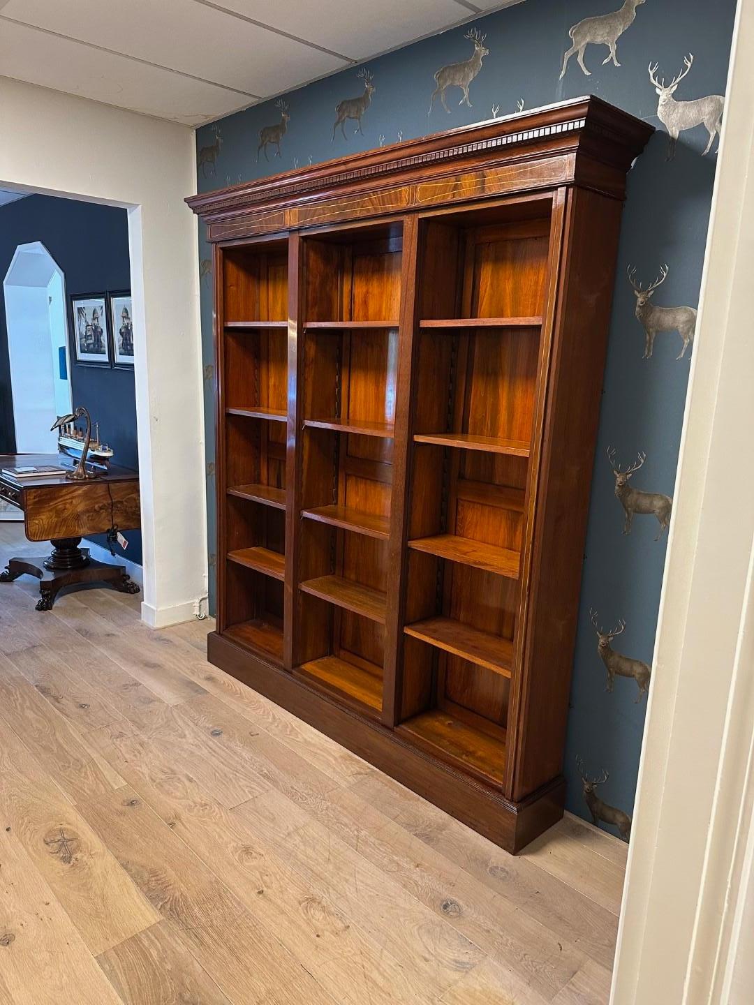 Walnut English Antique open bookcase For Sale