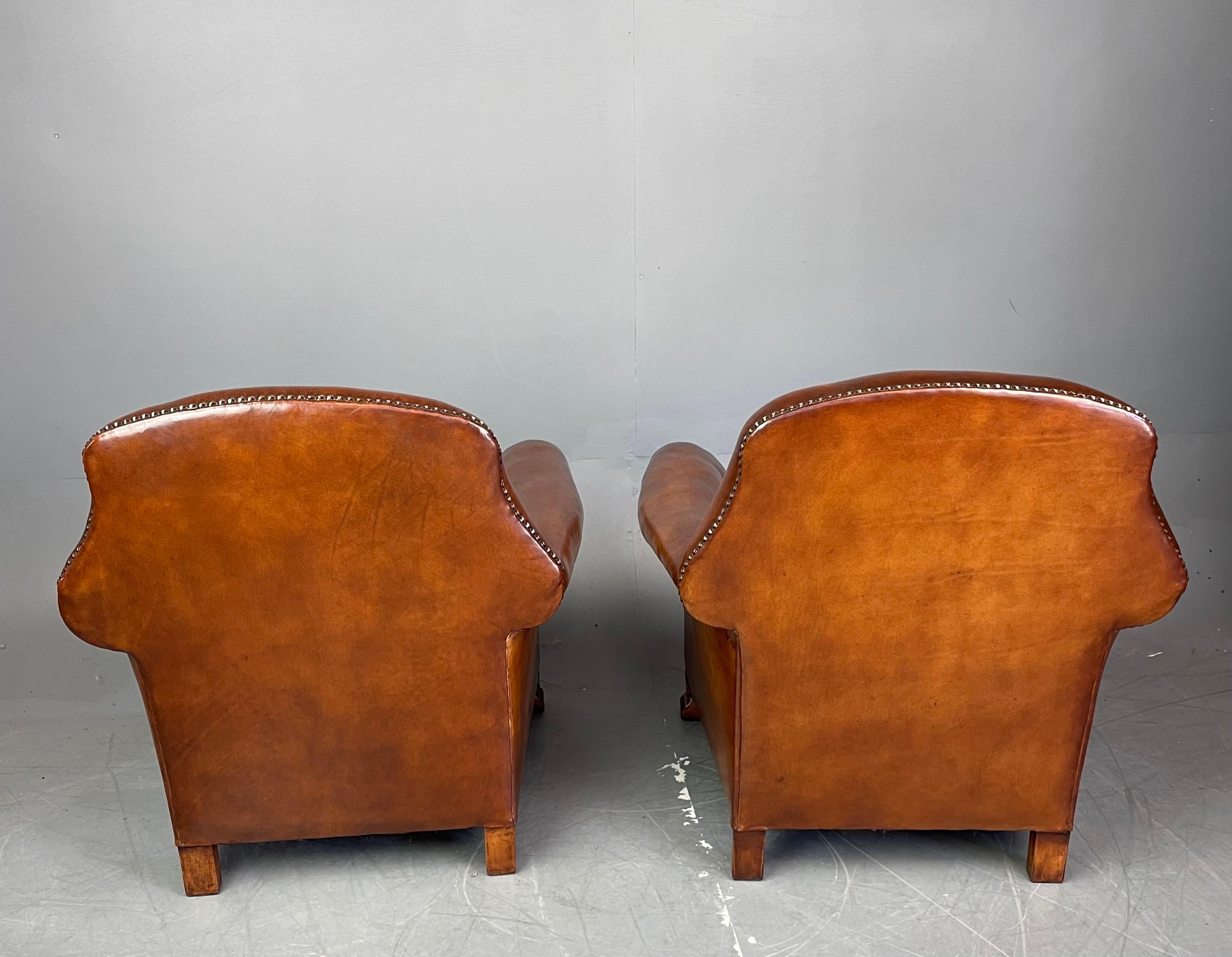 English Antique pair of Victorian leather club chairs  4