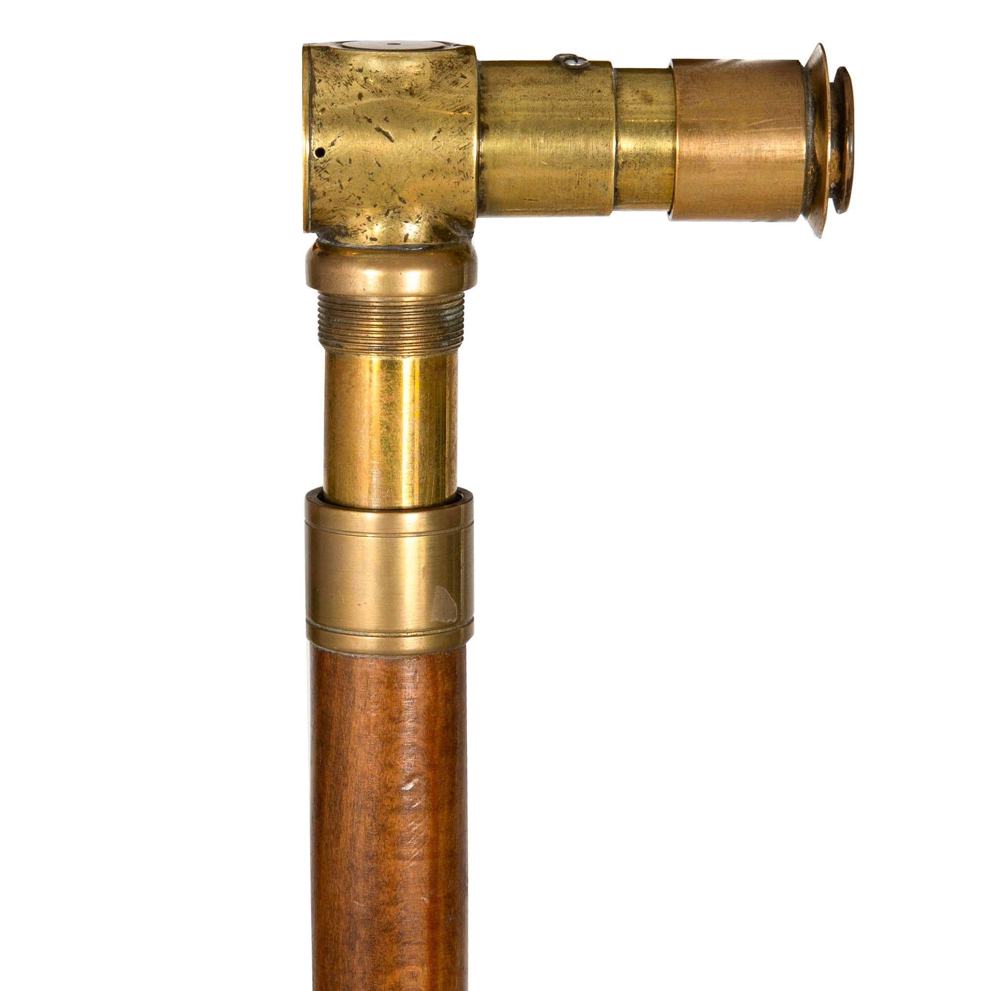 Folk Art English Antique Periscope Walking Stick Cane by R & J Beck ca. 1917 For Sale
