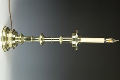 19th Century English Antique Brass Gothic Table Lamp