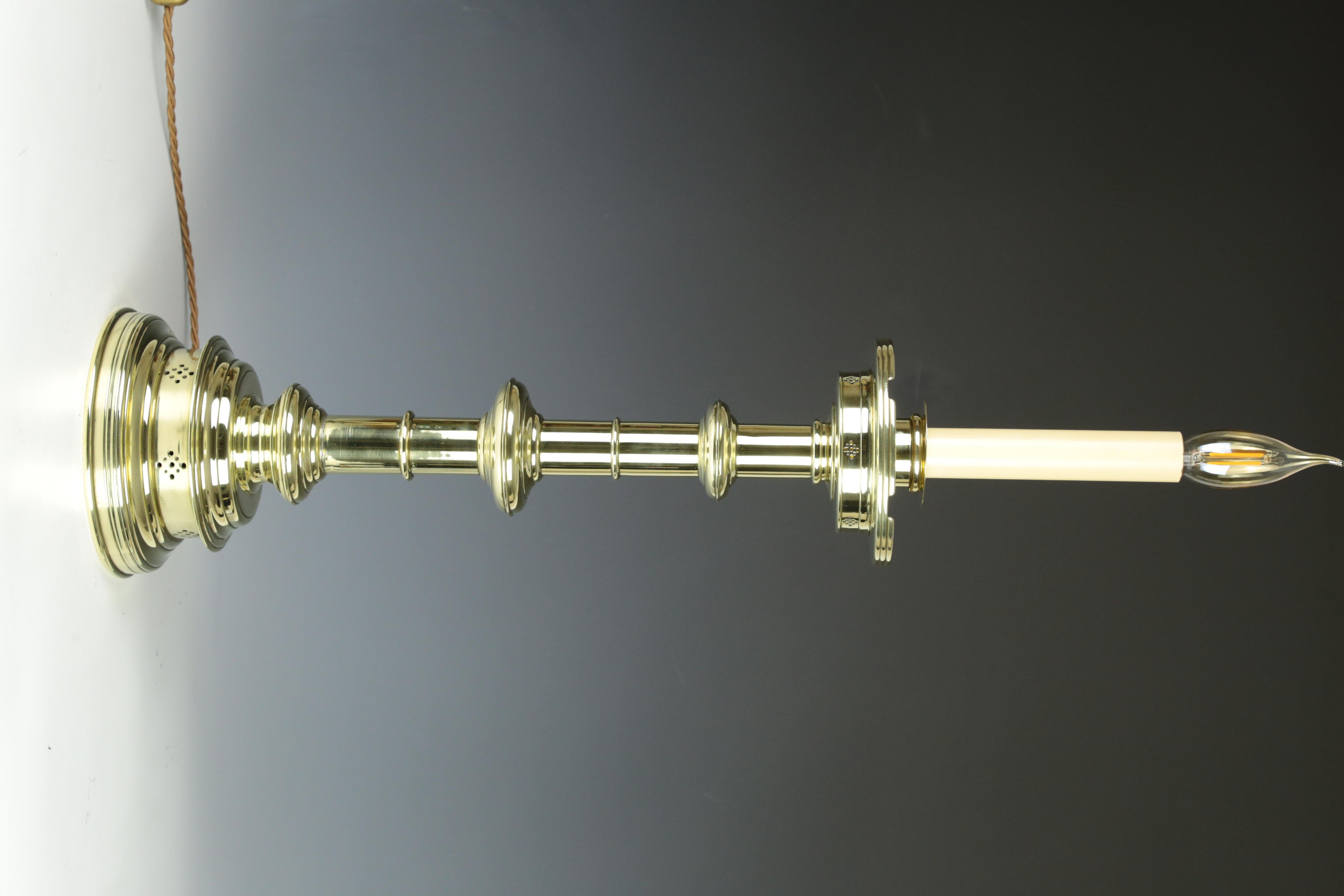 19th Century English Antique Pierced Gothic Castellated Candlestick Table Lamp For Sale
