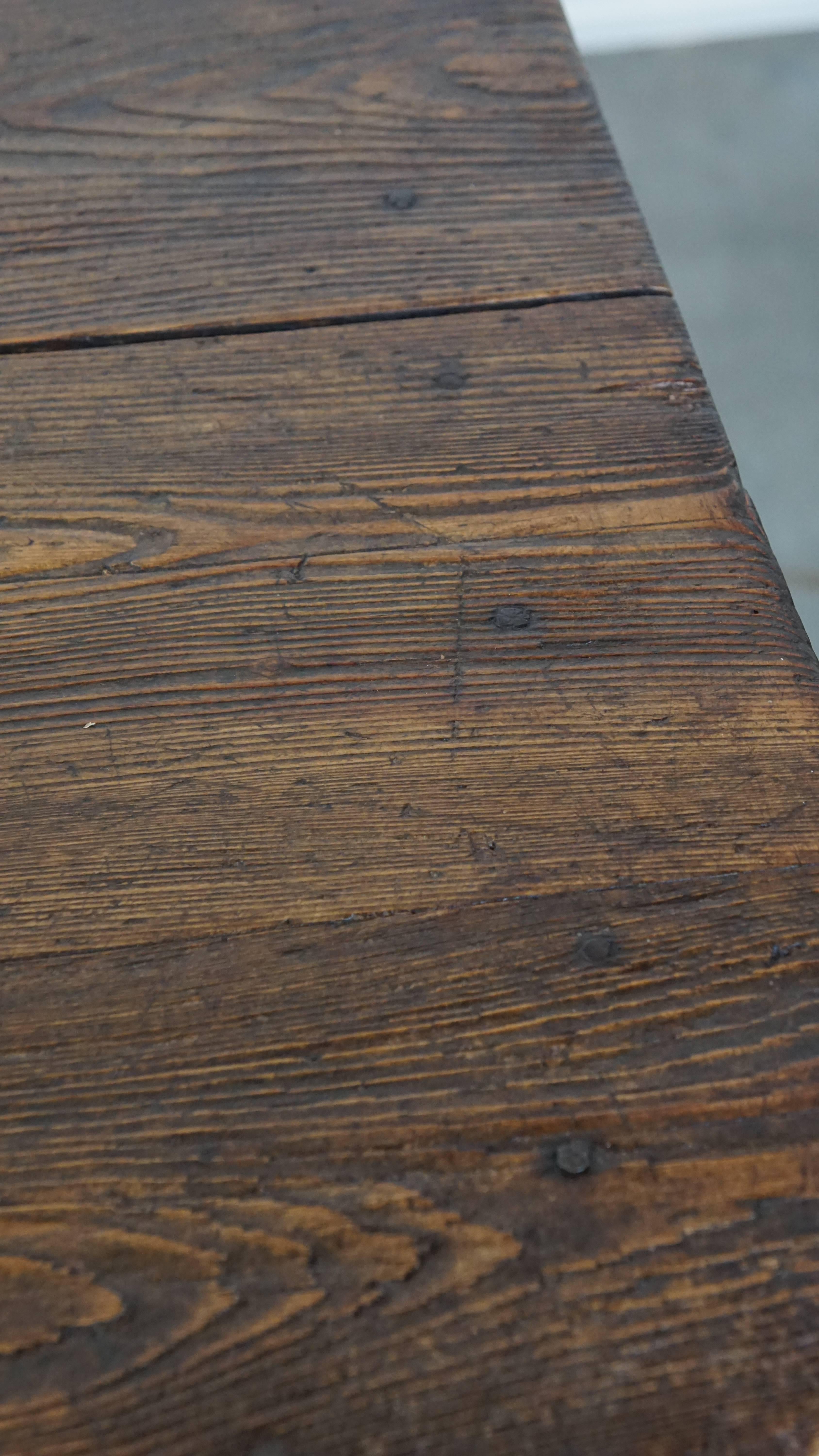 English Antique Pinewood Country Dining Table For Sale 4