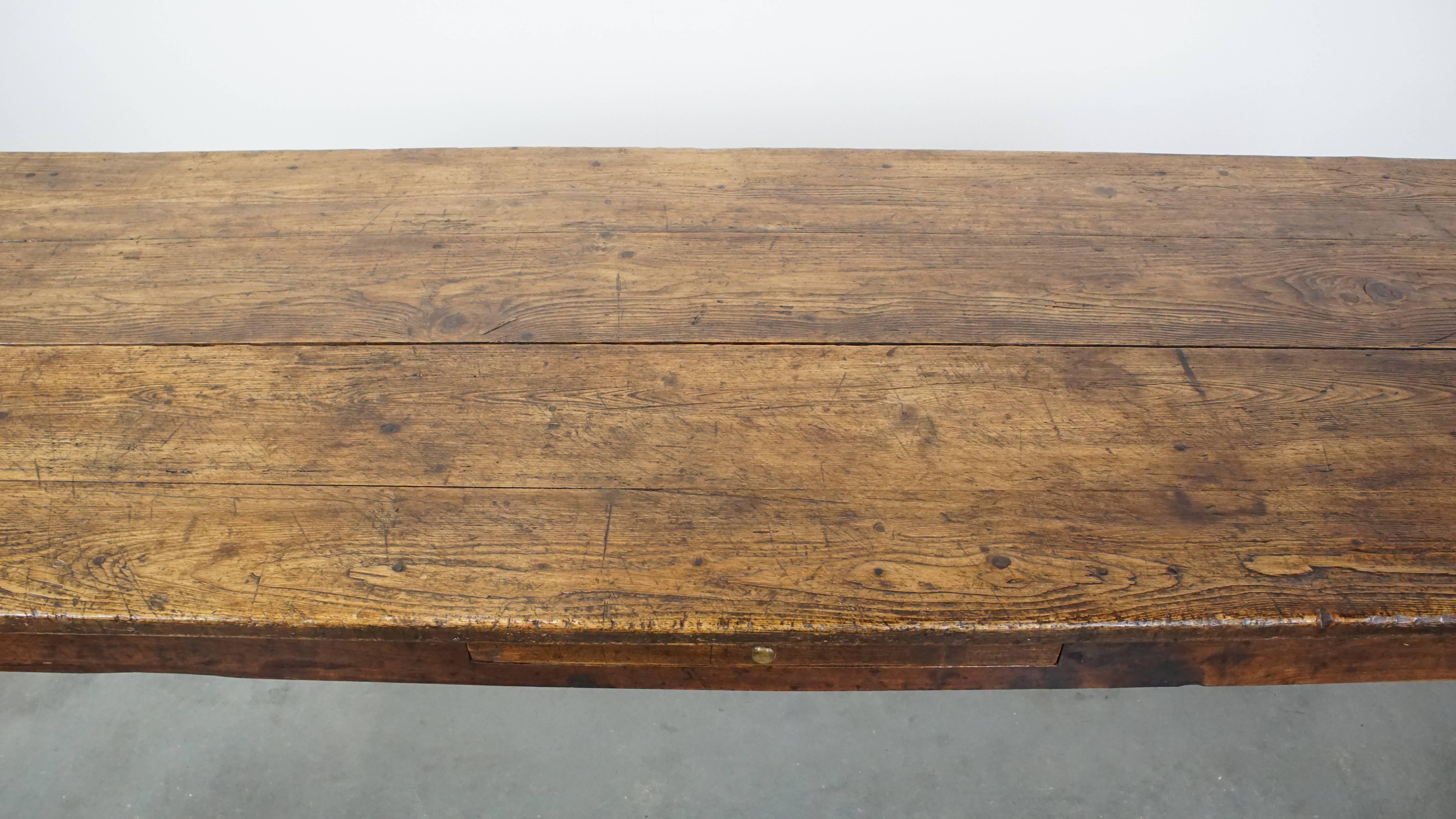 19th Century English Antique Pinewood Country Dining Table For Sale