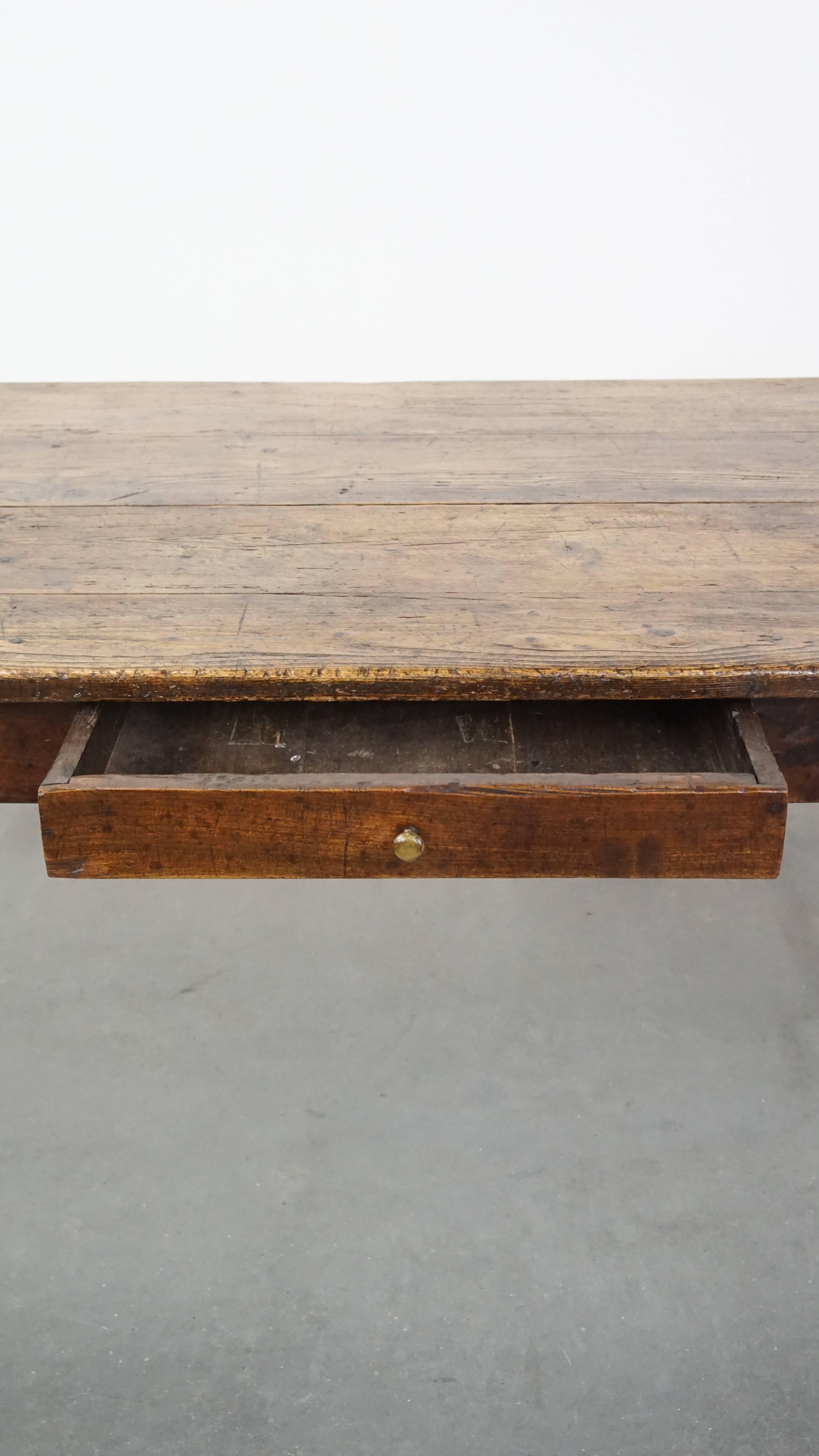 Wood English Antique Pinewood Country Dining Table For Sale
