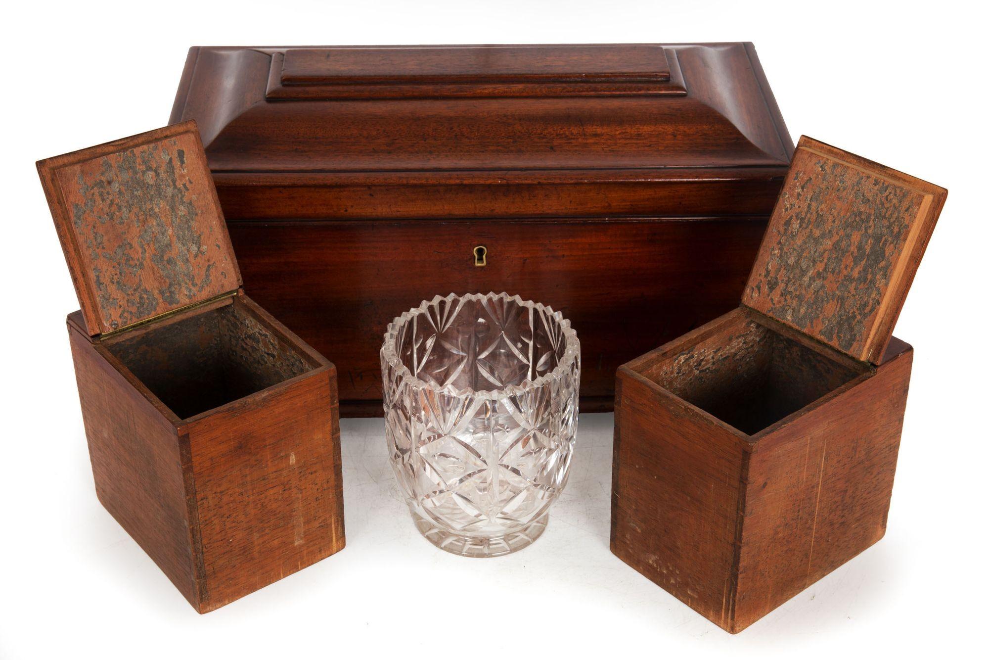 English Antique Regency Mahogany Sarcophagus Tea Caddy 5