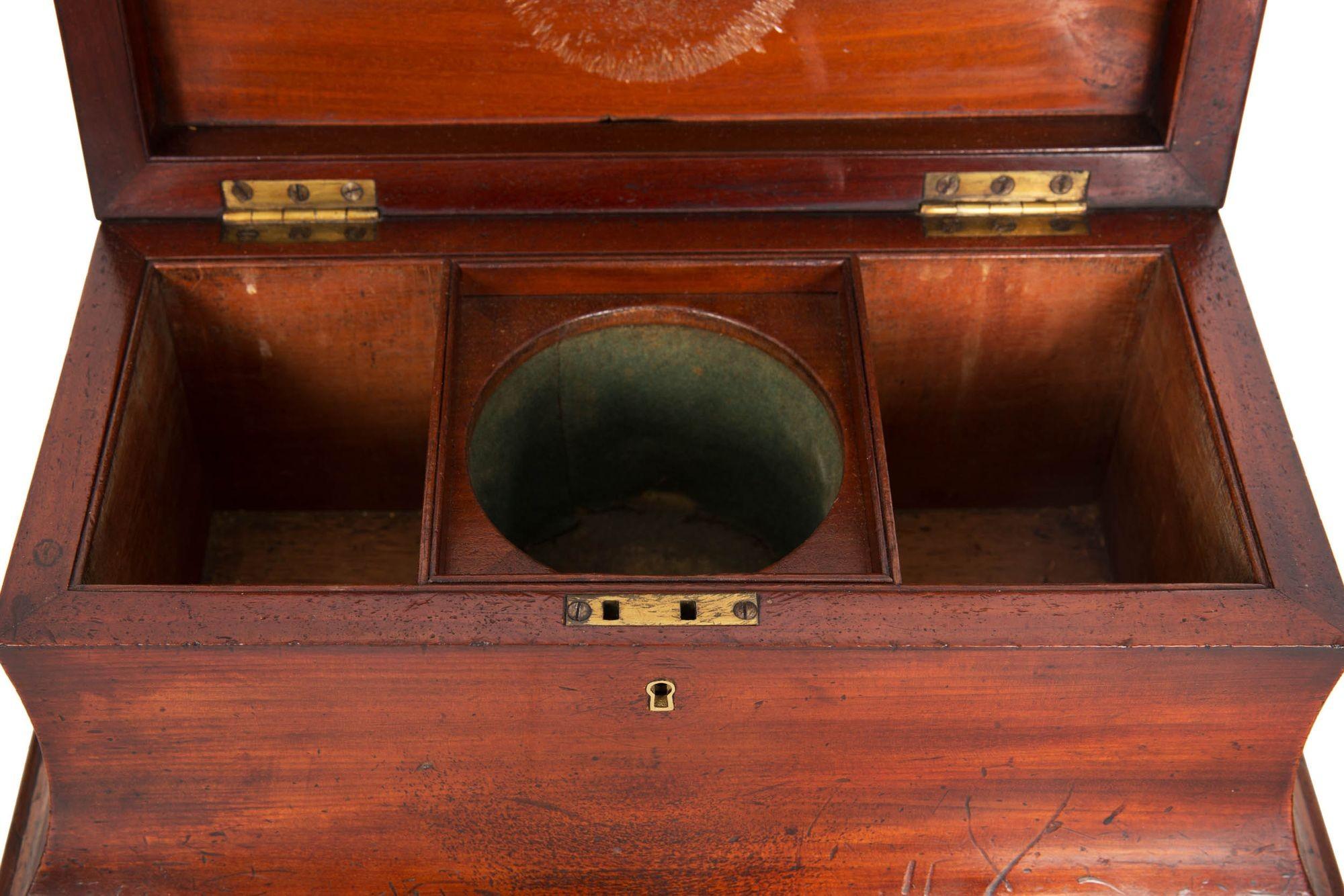 English Antique Regency Mahogany Sarcophagus Tea Caddy 6