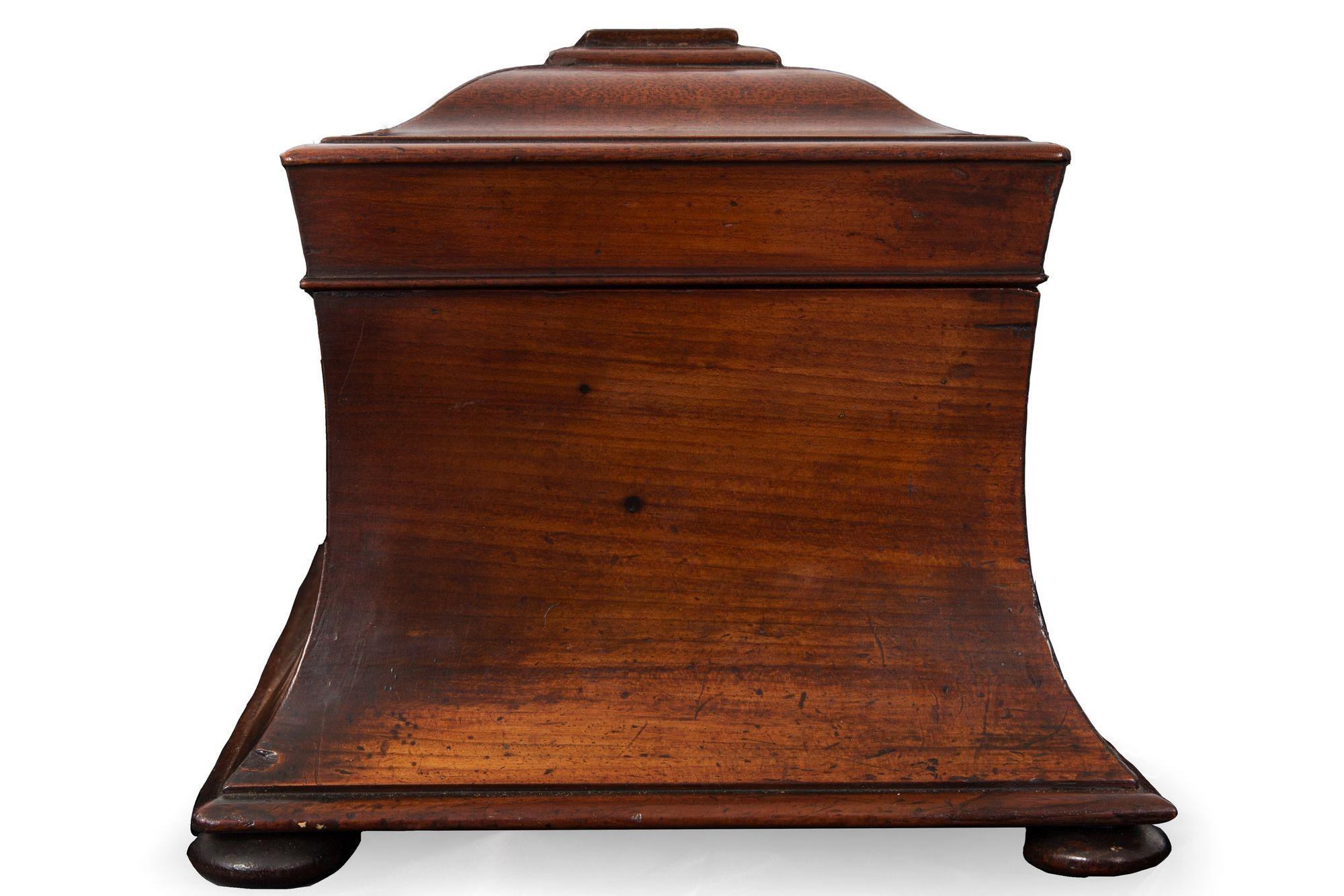 English Antique Regency Mahogany Sarcophagus Tea Caddy 1