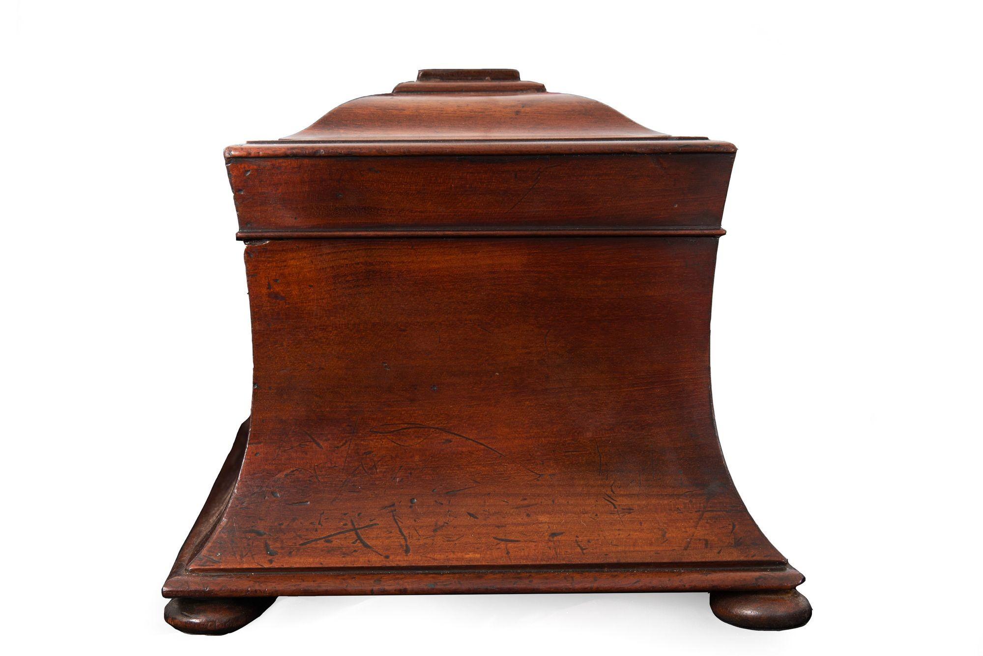English Antique Regency Mahogany Sarcophagus Tea Caddy 3