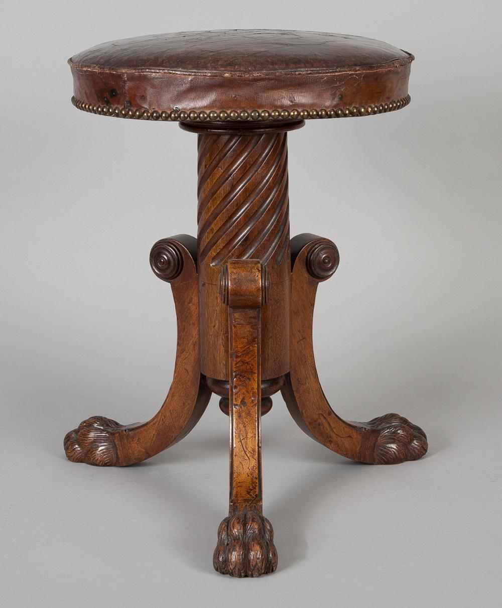 English Antique Regency Revolving Piano Stool In Good Condition For Sale In Sheffield, MA