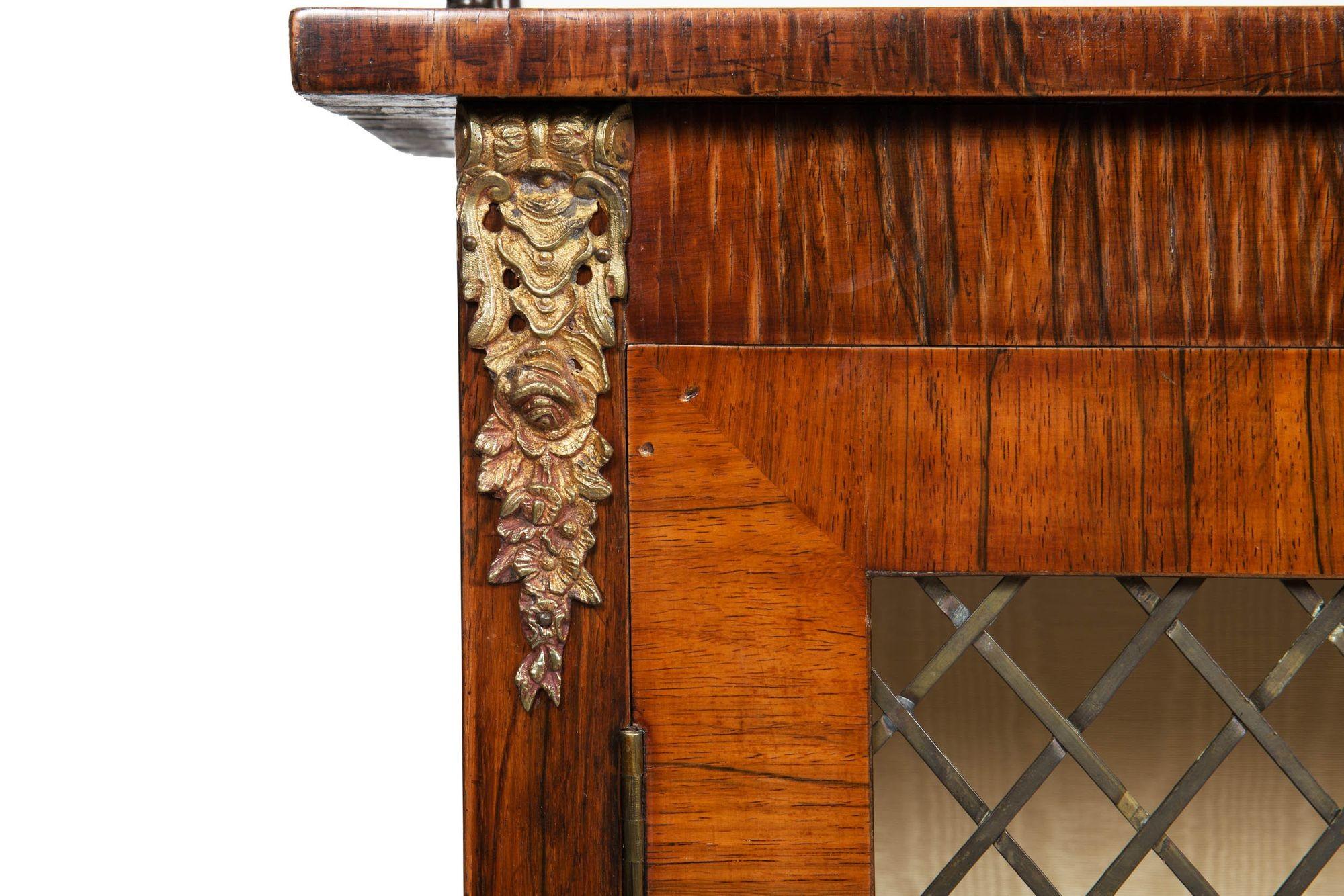 English Antique Regency Rosewood Chiffonier Cabinet Bookshelf For Sale 8