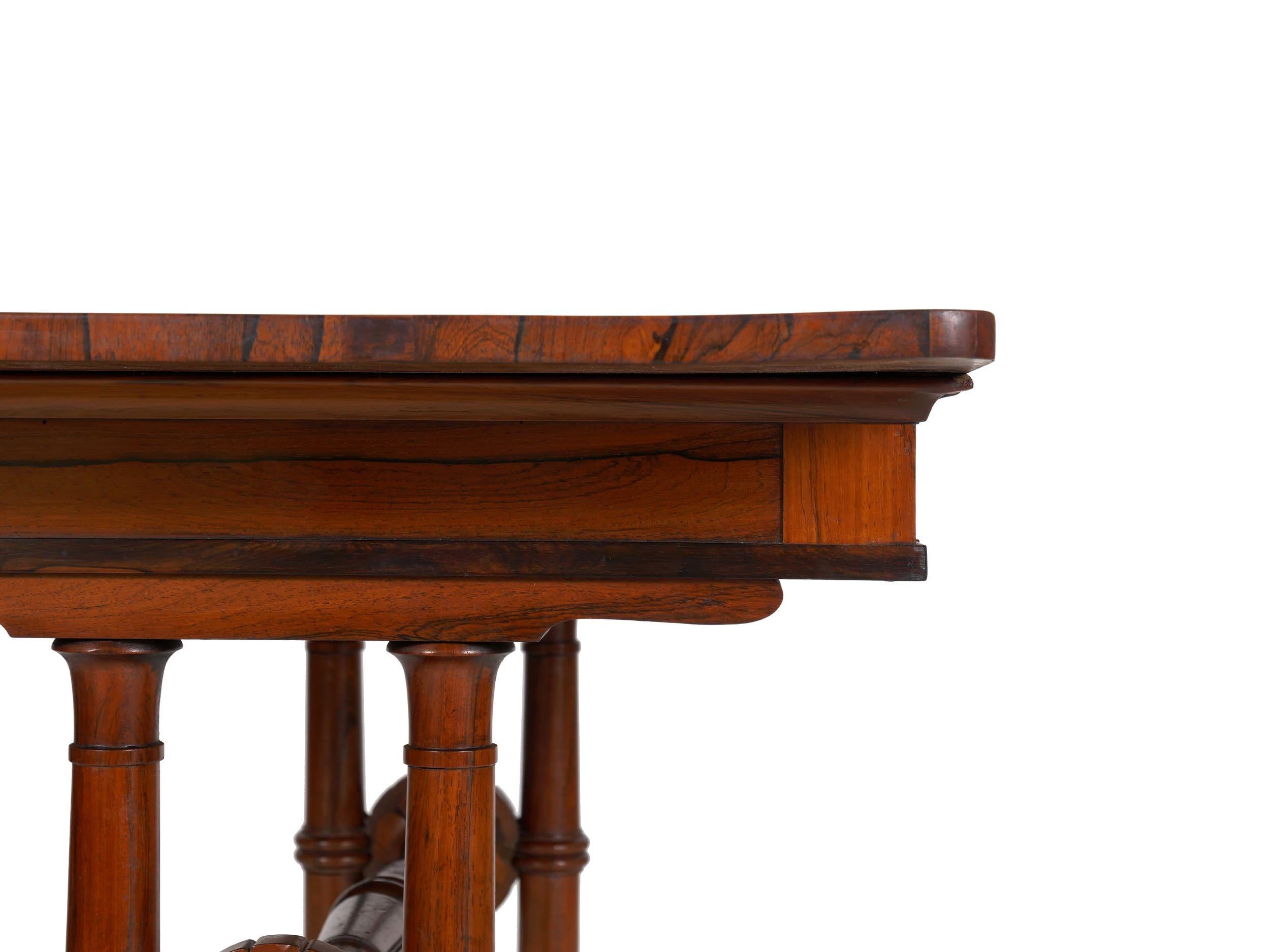 English Antique Regency Rosewood Leather-Top Writing Accent Table, circa 1835 7