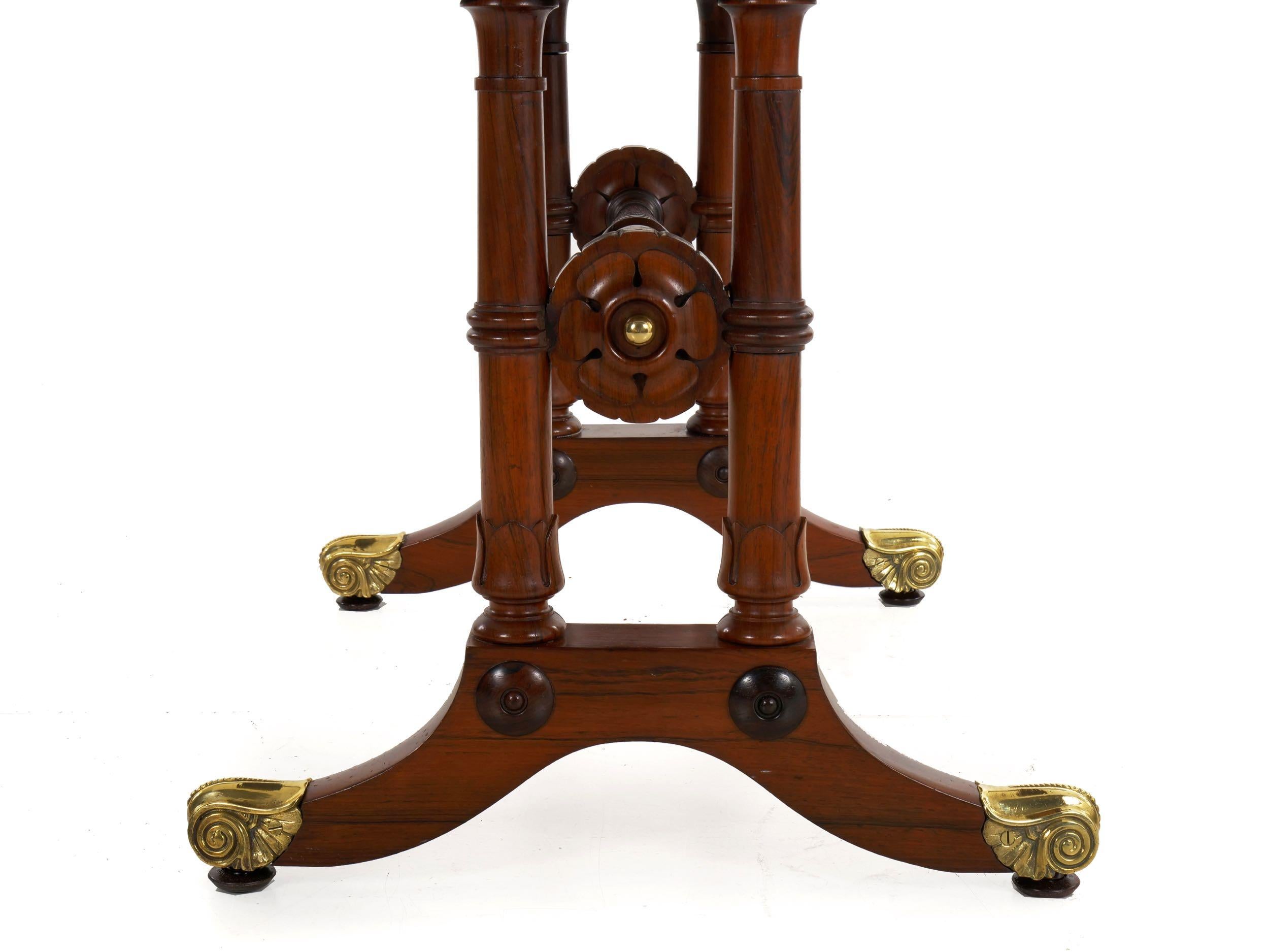 English Antique Regency Rosewood Leather-Top Writing Accent Table, circa 1835 9