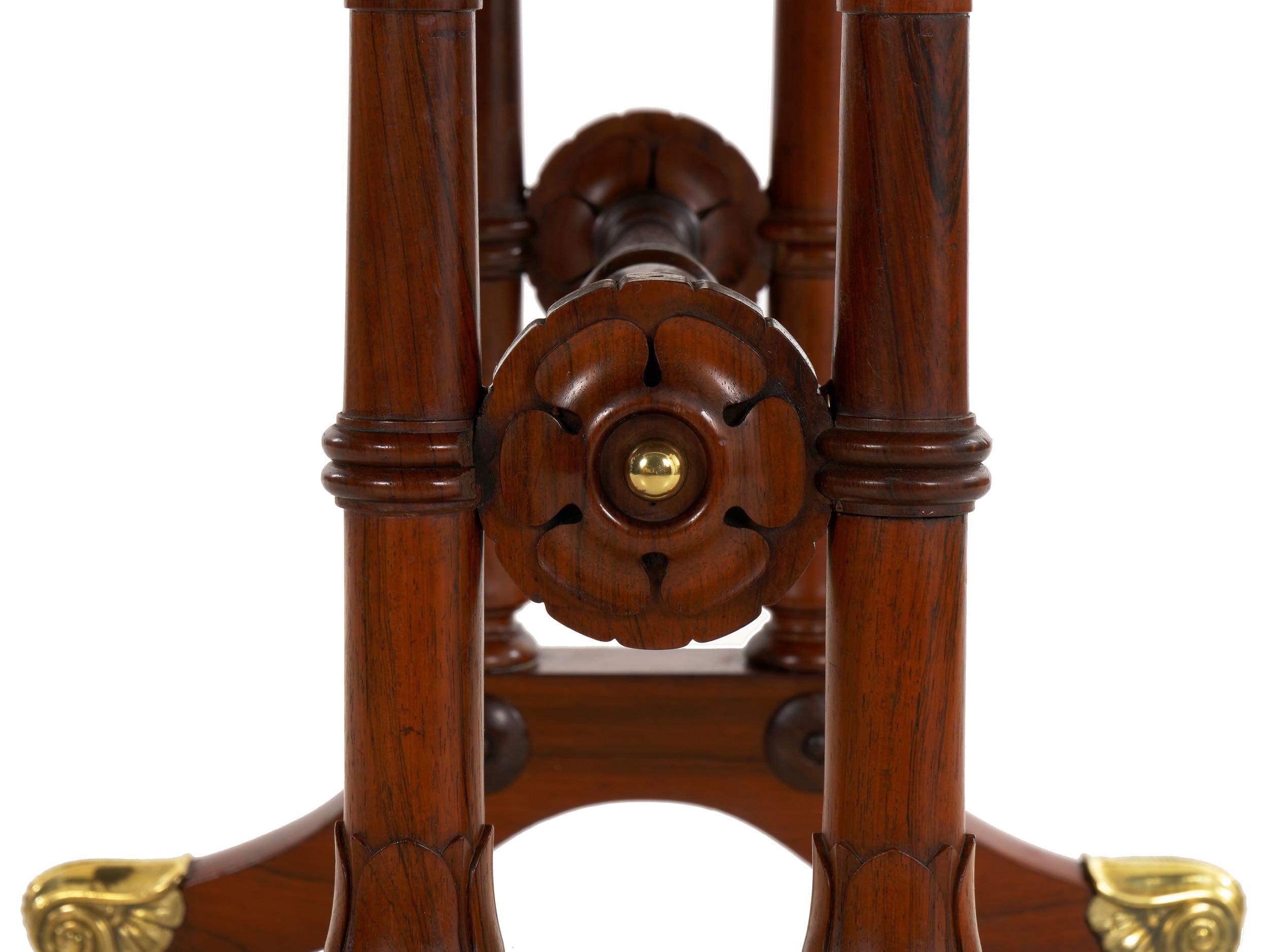 English Antique Regency Rosewood Leather-Top Writing Accent Table, circa 1835 10