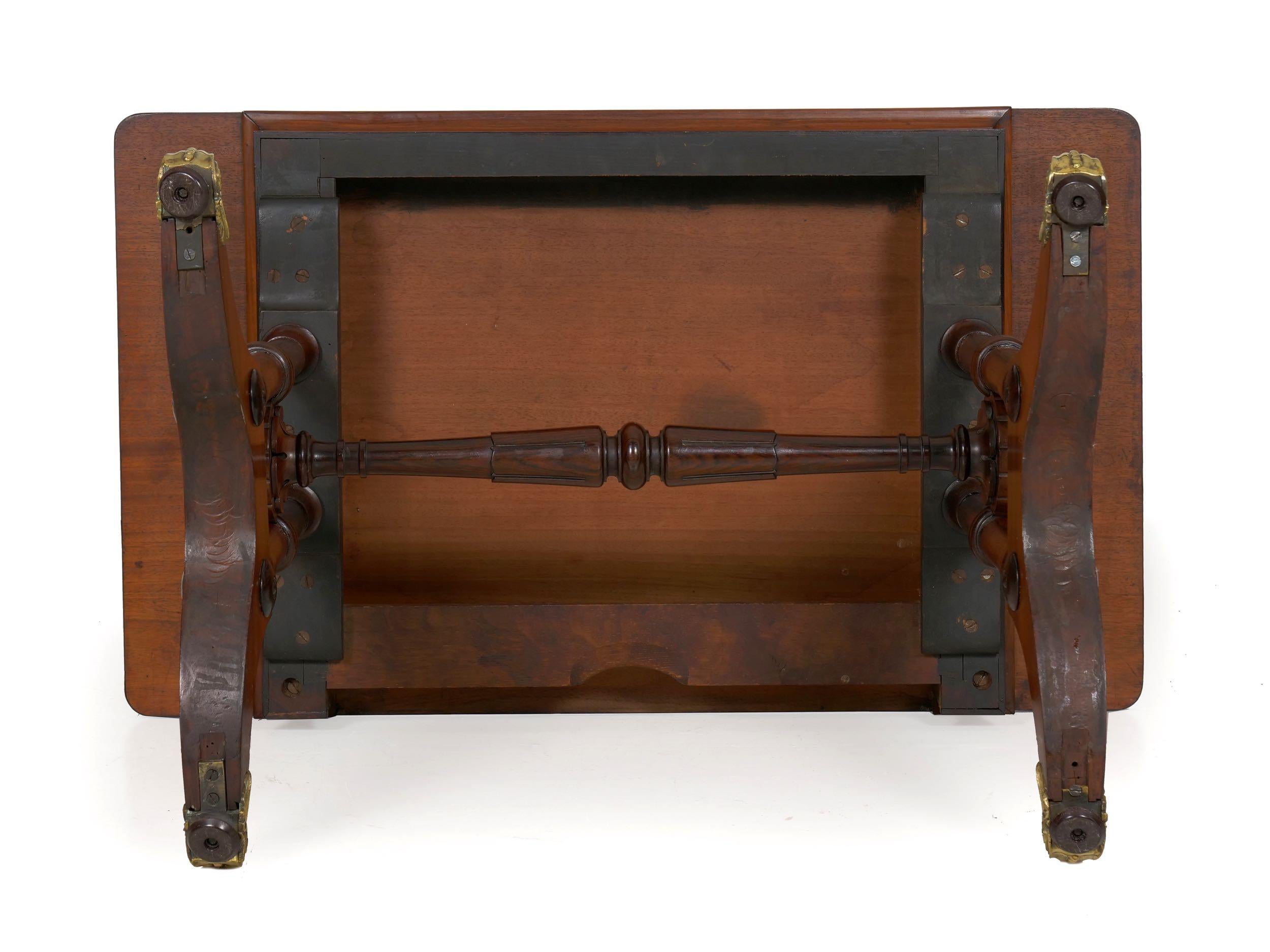 English Antique Regency Rosewood Leather-Top Writing Accent Table, circa 1835 14